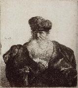 Old Man with Beard,Fur Cap and Velvet Cloak Rembrandt